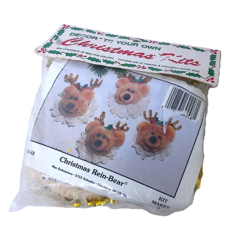Christmas Rein-Bear Teddy Bear Pom Pom Ornament Kids Craft Kit Merri Mac